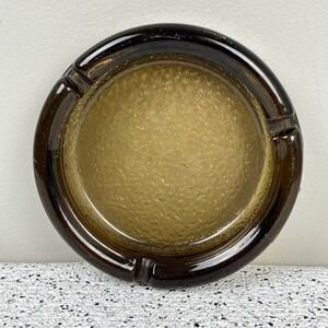 Vintage Smoke Glass‎ Ashtray Pebbled Bottom Retro Decor 5.5"